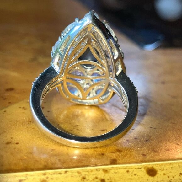 Natural Star Sapphire Rainbow Moonstone Sterling Silver Ring Size 5 - Picture 6 of 10